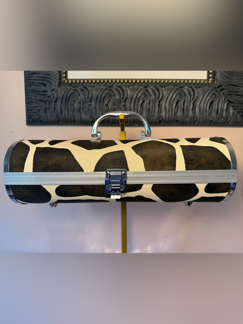 Wine Carrier Cylinder Giraffe Print Carry Case
